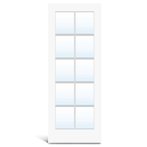 Porte française en verre apprêté MDF 10 carreaux
