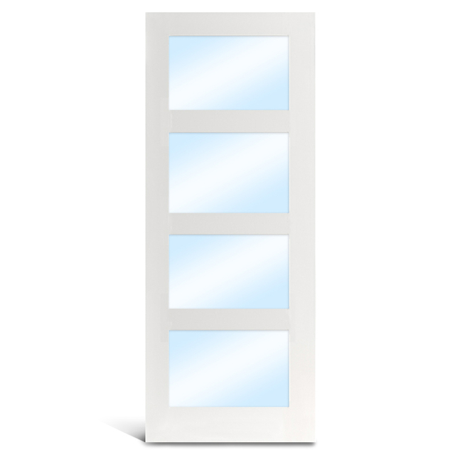 Porte française en verre apprêté en MDF à 4 carreaux