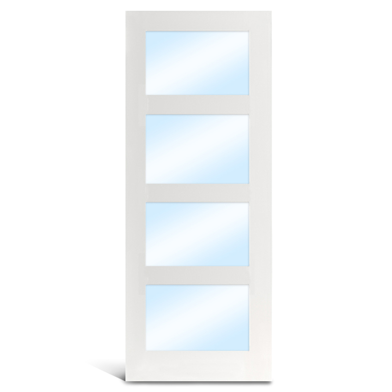Porte française en verre apprêté en MDF à 4 carreaux