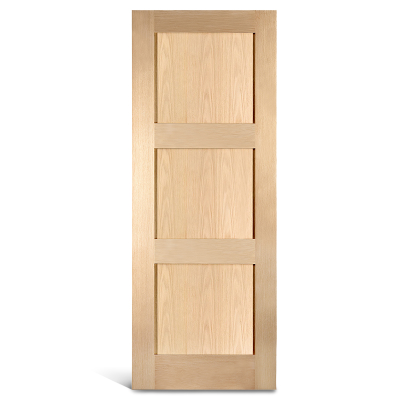 Porte Shaker 3 panneaux plats en chêne