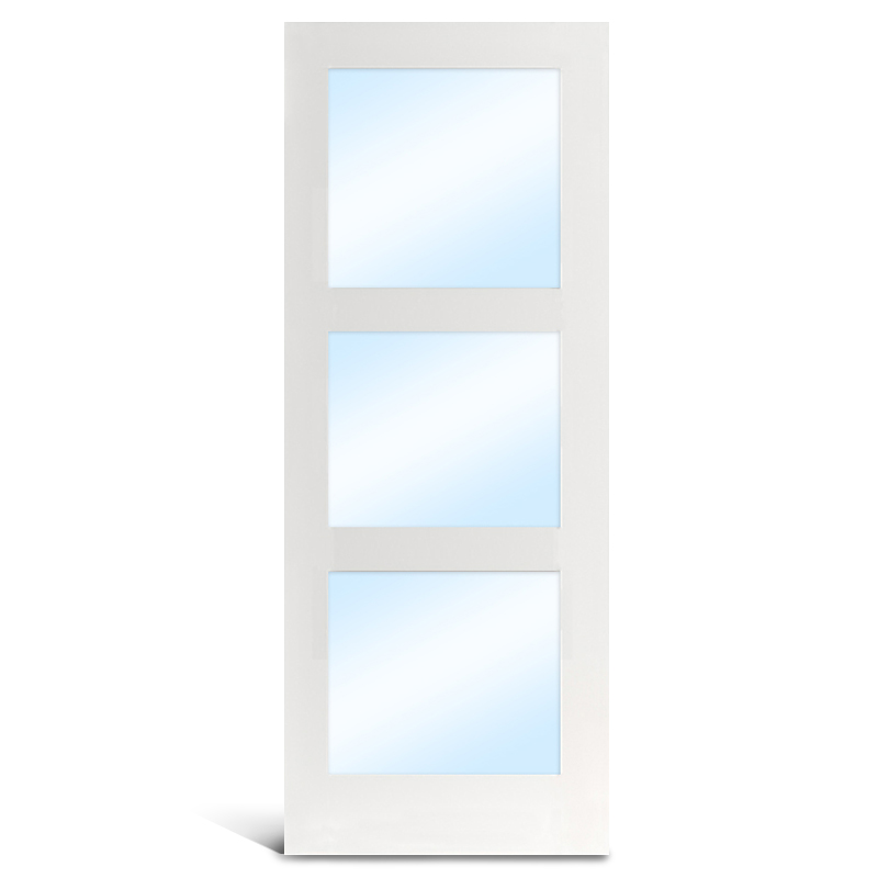 Porte française en verre apprêté en MDF à 3 carreaux