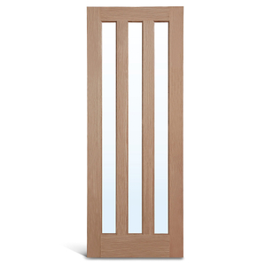Porte à panneau en chêne et verre à 3 panneaux