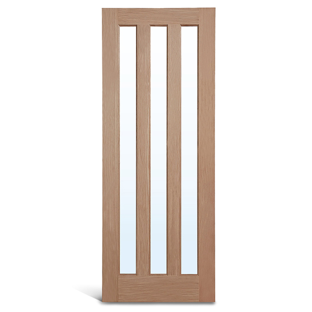 Porte à panneaux 3 panneaux en chêne vitré