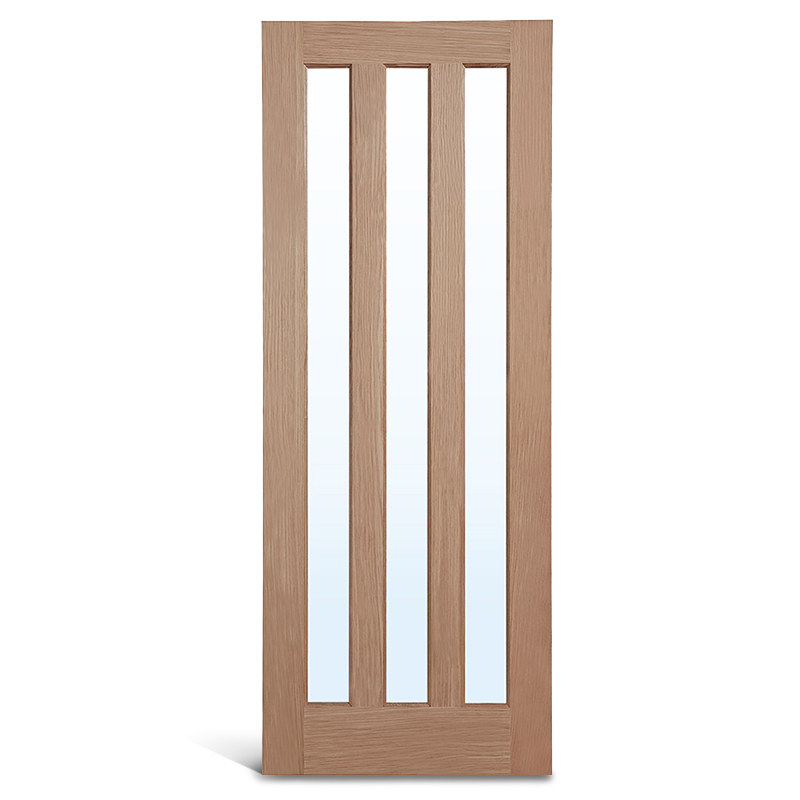 Porte à panneaux 3 panneaux en chêne vitré