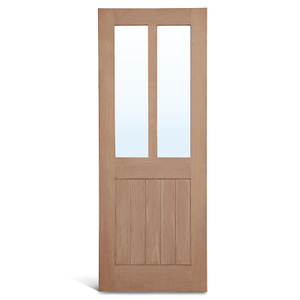Carré à 3 panneaux plats avec porte Shaker verticale en chêne et verre