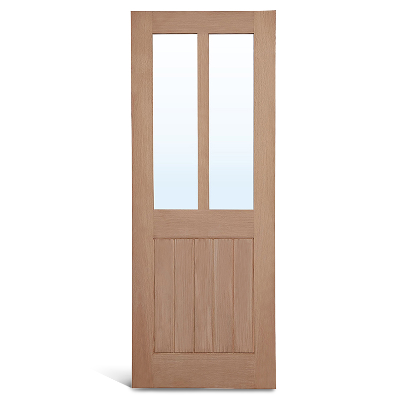 3 panneaux plats carrés avec porte Shaker verticale en chêne vitré