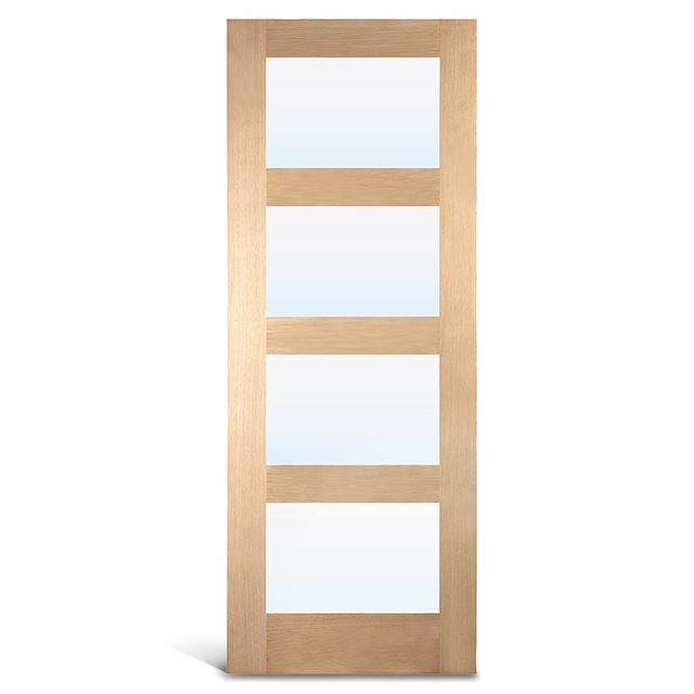 Porte française en verre à 4 carreaux en chêne