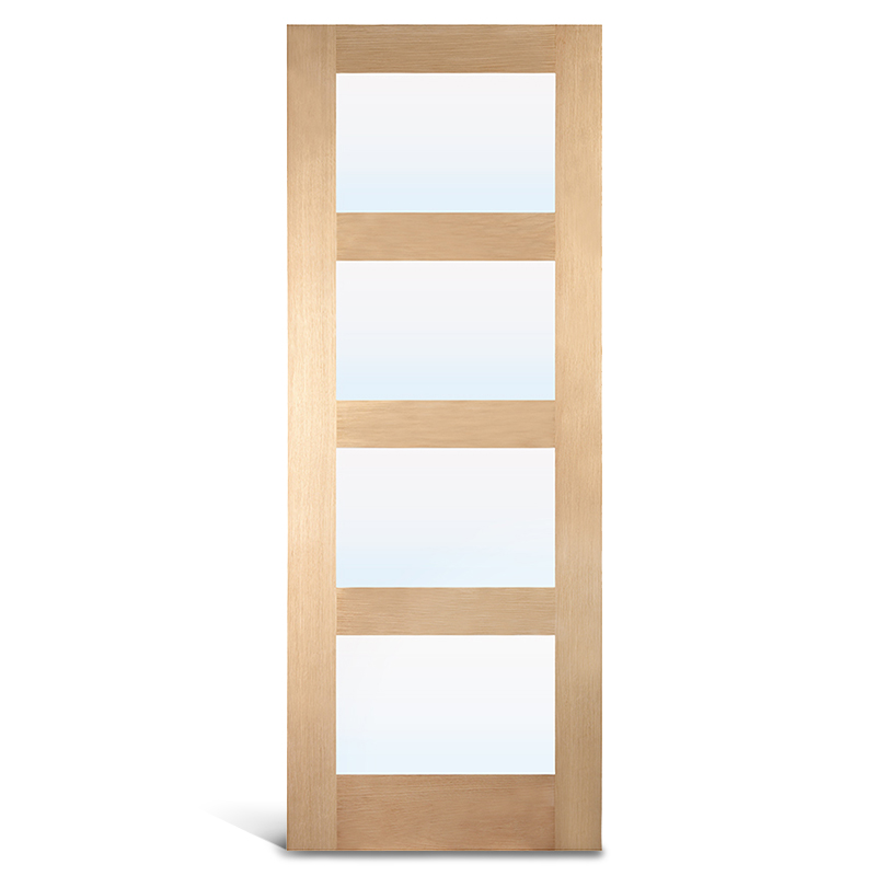 Porte française en verre à 4 carreaux en chêne