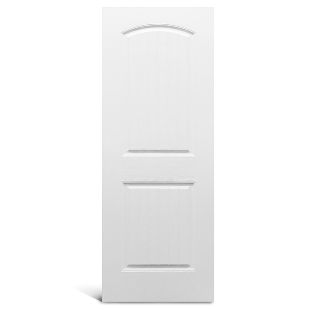 Porte moulée texturée à dessus rond à 2 panneaux