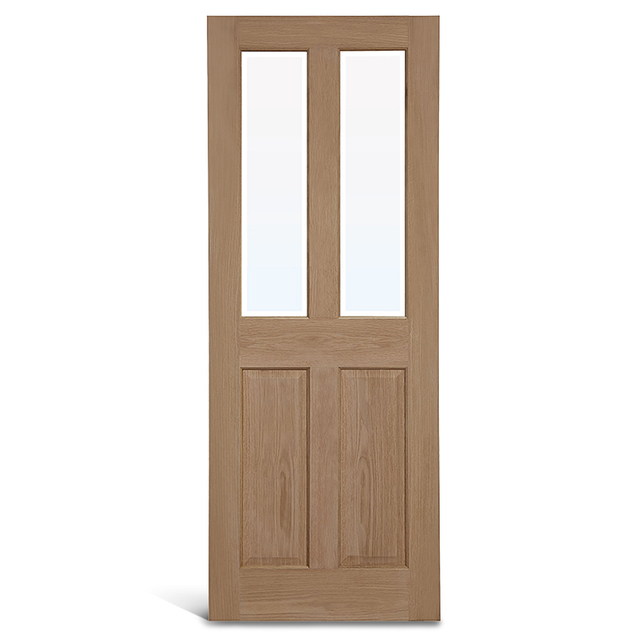 Porte à panneau en chêne et verre à 4 panneaux