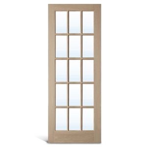 Porte française en verre de chêne de 15 carreaux