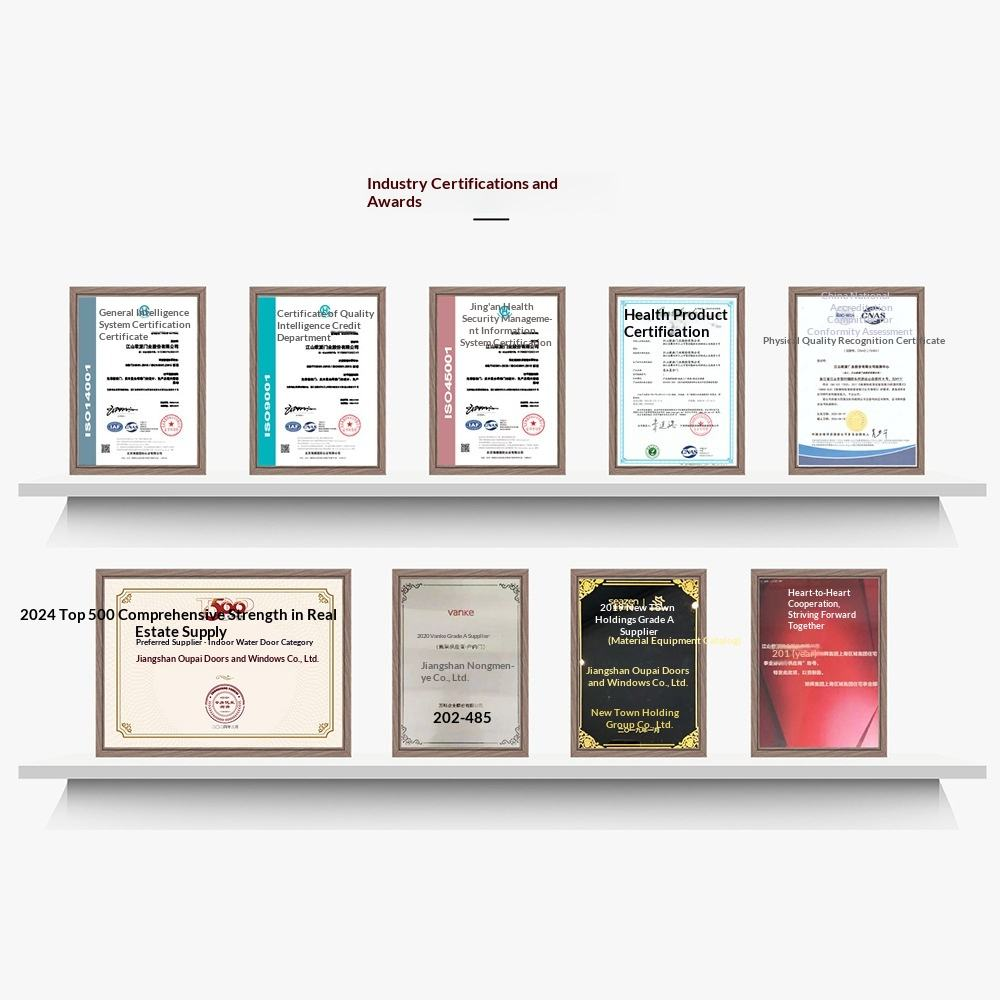 Certificat en bois de MDF de porte de PVC d'Oupai CE Saso GOST-R